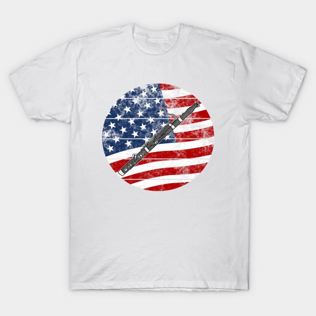 Bassoon USA Flag Bassoonist Woodwind Musician 4th July T-Shirt by doodlerob